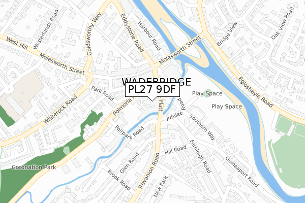 PL27 9DF map - large scale - OS Open Zoomstack (Ordnance Survey)