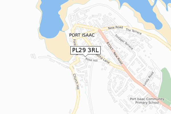 PL29 3RL map - large scale - OS Open Zoomstack (Ordnance Survey)