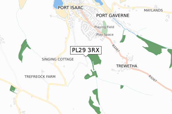 PL29 3RX map - small scale - OS Open Zoomstack (Ordnance Survey)