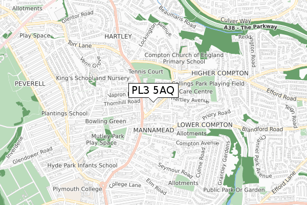 PL3 5AQ map - small scale - OS Open Zoomstack (Ordnance Survey)