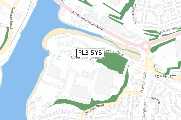 PL3 5YS map - large scale - OS Open Zoomstack (Ordnance Survey)