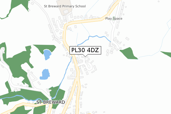 PL30 4DZ map - large scale - OS Open Zoomstack (Ordnance Survey)