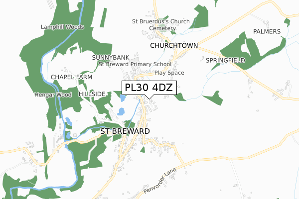 PL30 4DZ map - small scale - OS Open Zoomstack (Ordnance Survey)