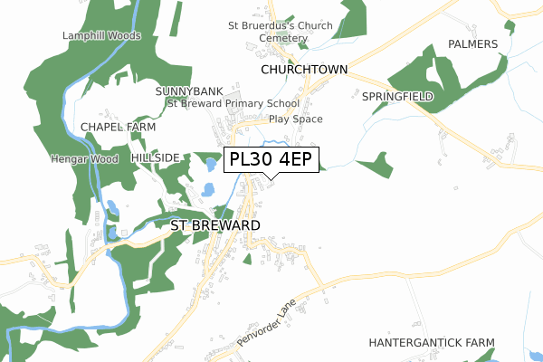 PL30 4EP map - small scale - OS Open Zoomstack (Ordnance Survey)