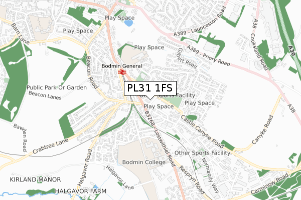 PL31 1FS map - small scale - OS Open Zoomstack (Ordnance Survey)