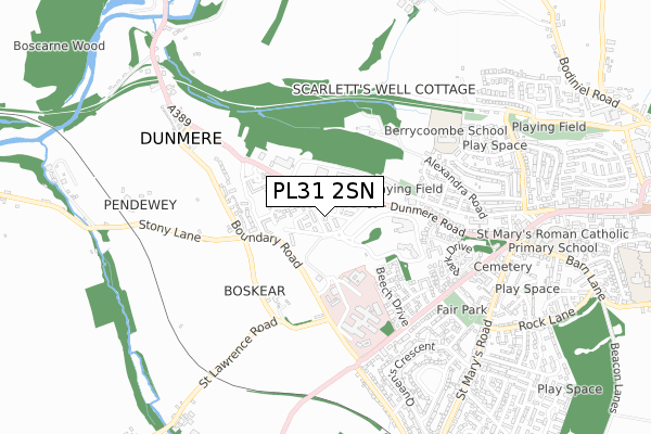 PL31 2SN map - small scale - OS Open Zoomstack (Ordnance Survey)