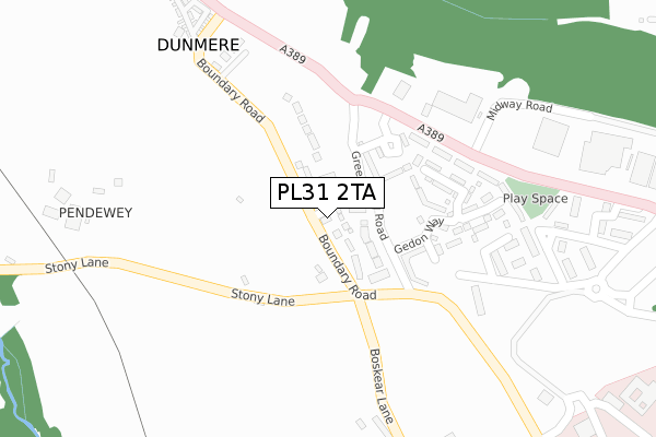 PL31 2TA map - large scale - OS Open Zoomstack (Ordnance Survey)