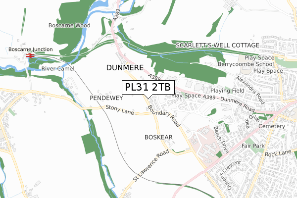 PL31 2TB map - small scale - OS Open Zoomstack (Ordnance Survey)