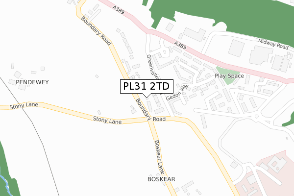 PL31 2TD map - large scale - OS Open Zoomstack (Ordnance Survey)