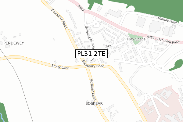 PL31 2TE map - large scale - OS Open Zoomstack (Ordnance Survey)