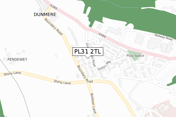 PL31 2TL map - large scale - OS Open Zoomstack (Ordnance Survey)