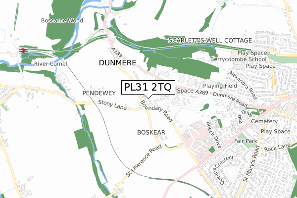 PL31 2TQ map - small scale - OS Open Zoomstack (Ordnance Survey)