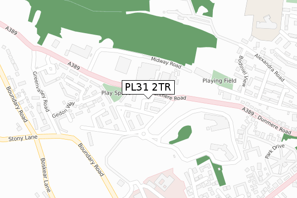 PL31 2TR map - large scale - OS Open Zoomstack (Ordnance Survey)