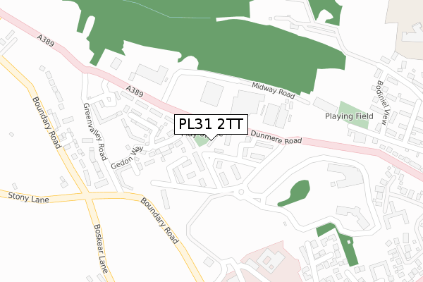 PL31 2TT map - large scale - OS Open Zoomstack (Ordnance Survey)