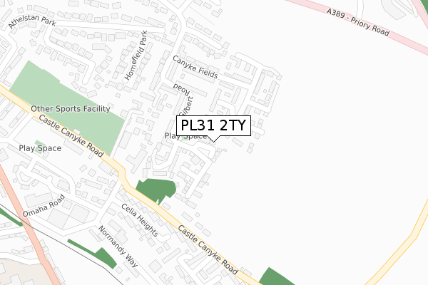 PL31 2TY map - large scale - OS Open Zoomstack (Ordnance Survey)