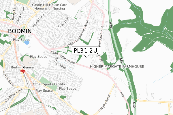 PL31 2UJ map - small scale - OS Open Zoomstack (Ordnance Survey)