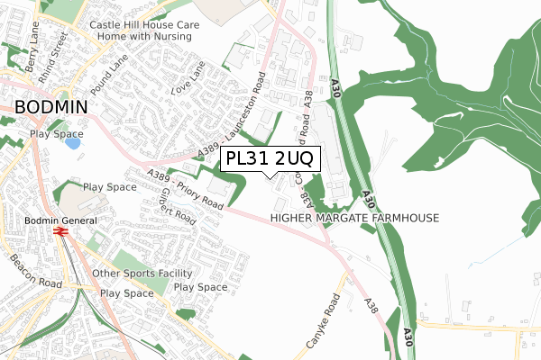 PL31 2UQ map - small scale - OS Open Zoomstack (Ordnance Survey)