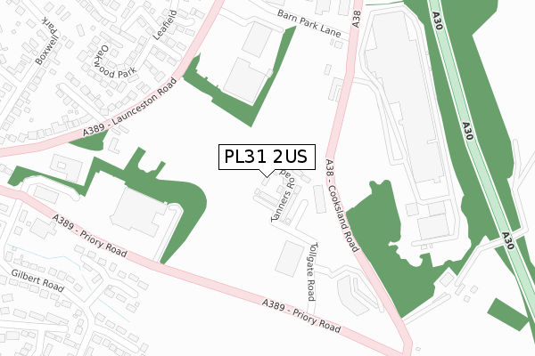 PL31 2US map - large scale - OS Open Zoomstack (Ordnance Survey)