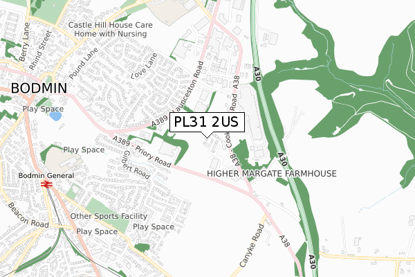 PL31 2US map - small scale - OS Open Zoomstack (Ordnance Survey)