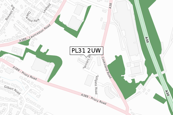 PL31 2UW map - large scale - OS Open Zoomstack (Ordnance Survey)