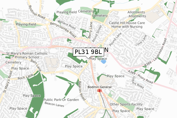 PL31 9BL map - small scale - OS Open Zoomstack (Ordnance Survey)