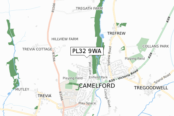 PL32 9WA map - small scale - OS Open Zoomstack (Ordnance Survey)