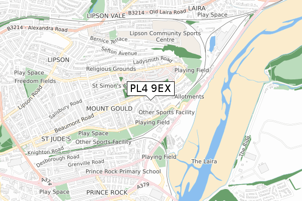 PL4 9EX map - small scale - OS Open Zoomstack (Ordnance Survey)