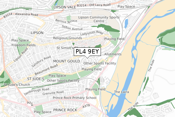 PL4 9EY map - small scale - OS Open Zoomstack (Ordnance Survey)