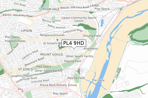 PL4 9HD map - small scale - OS Open Zoomstack (Ordnance Survey)