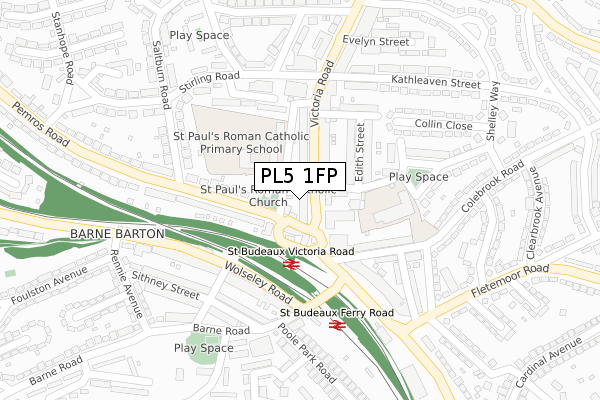 PL5 1FP map - large scale - OS Open Zoomstack (Ordnance Survey)