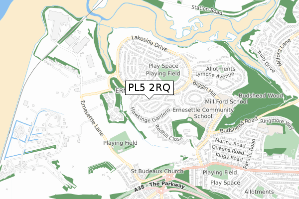 PL5 2RQ map - small scale - OS Open Zoomstack (Ordnance Survey)