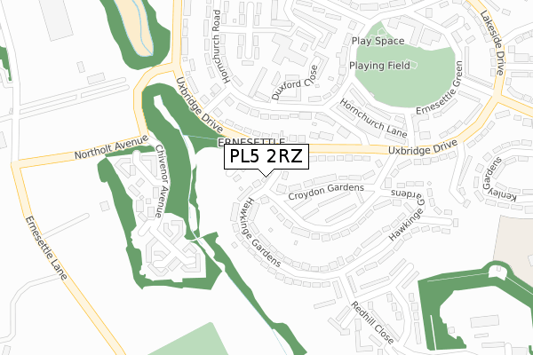 PL5 2RZ map - large scale - OS Open Zoomstack (Ordnance Survey)