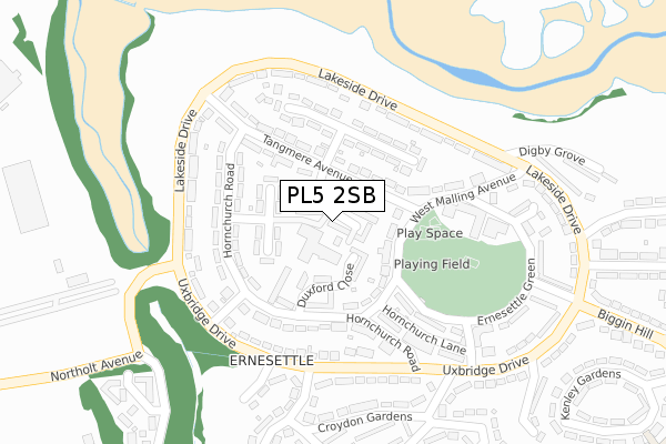 PL5 2SB map - large scale - OS Open Zoomstack (Ordnance Survey)