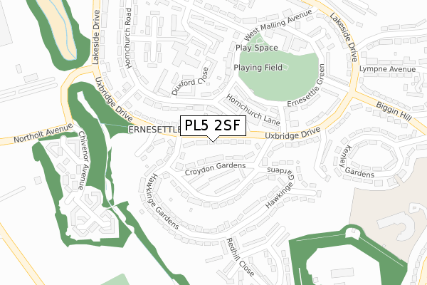 PL5 2SF map - large scale - OS Open Zoomstack (Ordnance Survey)