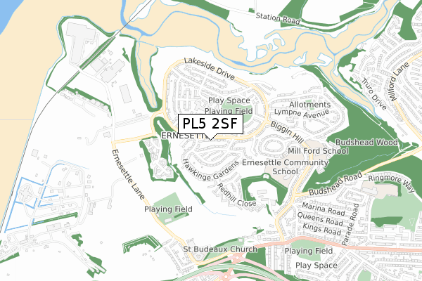 PL5 2SF map - small scale - OS Open Zoomstack (Ordnance Survey)