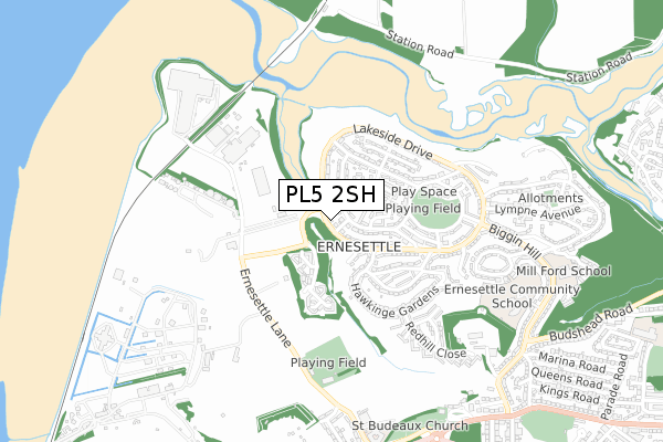 PL5 2SH map - small scale - OS Open Zoomstack (Ordnance Survey)