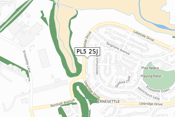 PL5 2SJ map - large scale - OS Open Zoomstack (Ordnance Survey)