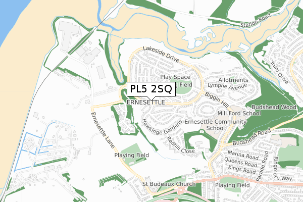 PL5 2SQ map - small scale - OS Open Zoomstack (Ordnance Survey)