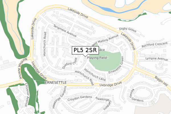 PL5 2SR map - large scale - OS Open Zoomstack (Ordnance Survey)