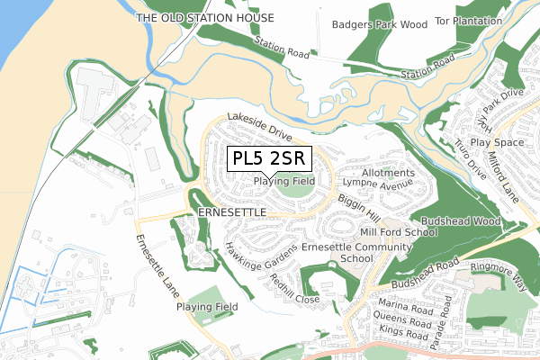 PL5 2SR map - small scale - OS Open Zoomstack (Ordnance Survey)