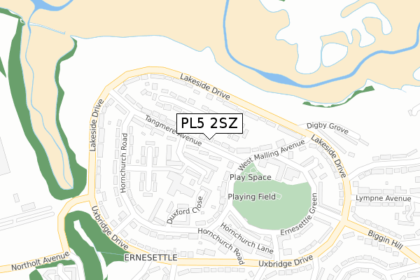 PL5 2SZ map - large scale - OS Open Zoomstack (Ordnance Survey)