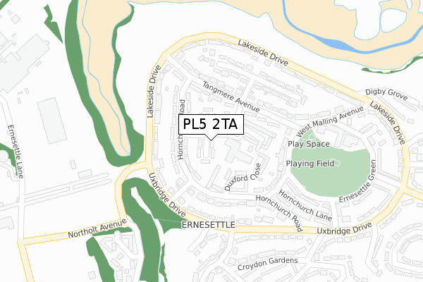 PL5 2TA map - large scale - OS Open Zoomstack (Ordnance Survey)