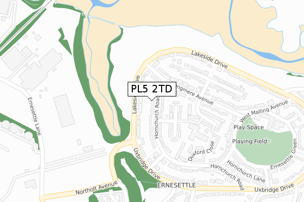 PL5 2TD map - large scale - OS Open Zoomstack (Ordnance Survey)