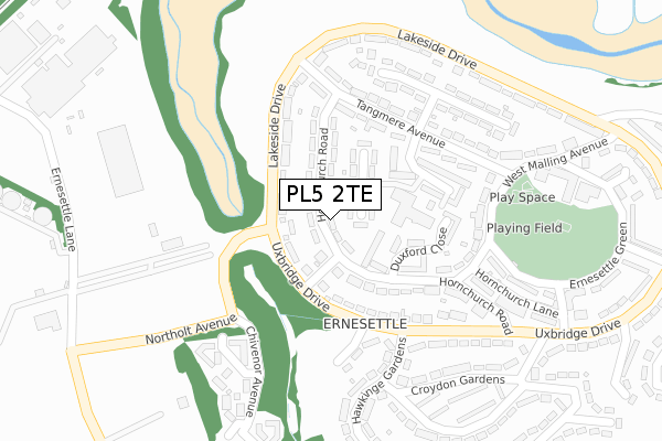 PL5 2TE map - large scale - OS Open Zoomstack (Ordnance Survey)