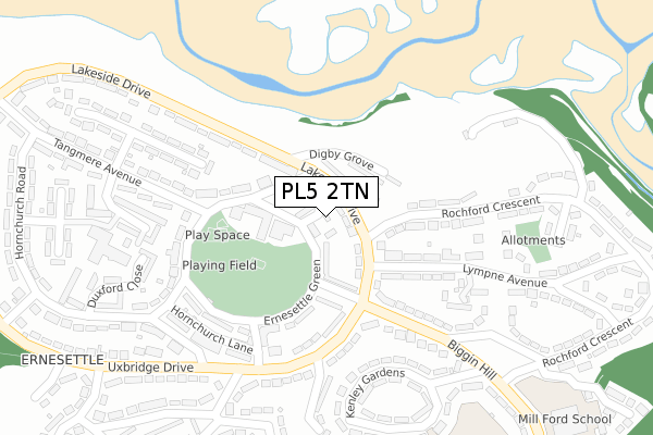 PL5 2TN map - large scale - OS Open Zoomstack (Ordnance Survey)