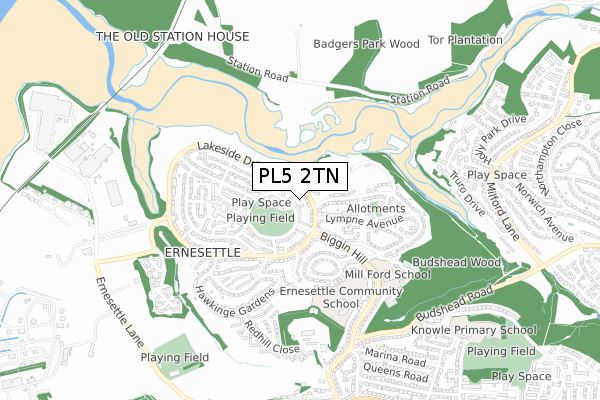 PL5 2TN map - small scale - OS Open Zoomstack (Ordnance Survey)