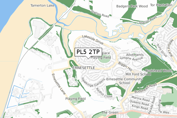 PL5 2TP map - small scale - OS Open Zoomstack (Ordnance Survey)