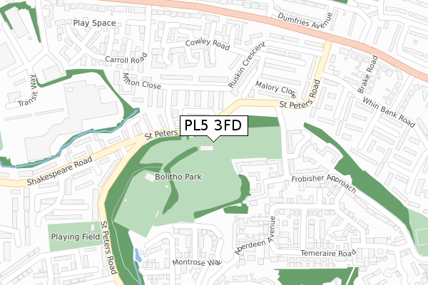 PL5 3FD map - large scale - OS Open Zoomstack (Ordnance Survey)