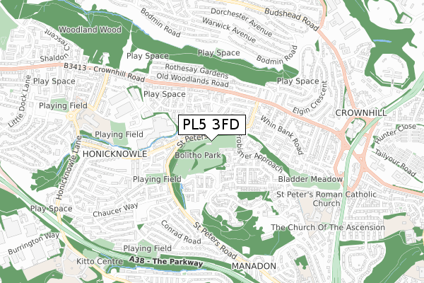 PL5 3FD map - small scale - OS Open Zoomstack (Ordnance Survey)