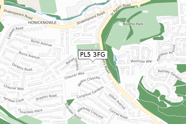 PL5 3FG map - large scale - OS Open Zoomstack (Ordnance Survey)